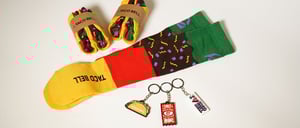 Taco Bell socks and keychains