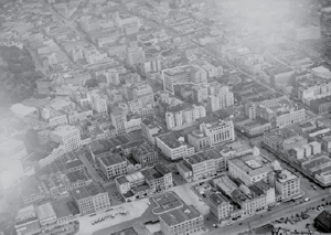 Aerial view of Auckland CBD, Harris Langton was in the building centre right 1944