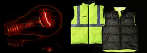 J.A. Rusell and Simx (NZ) reversible hi-vis puffer vest