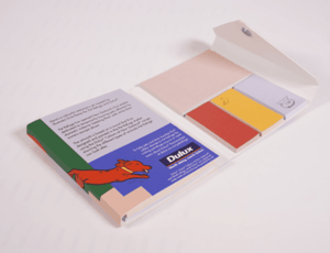 Dulux fold out notebook and post-it notes