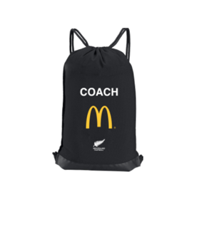 McDonalds NZ black football drawstring bag